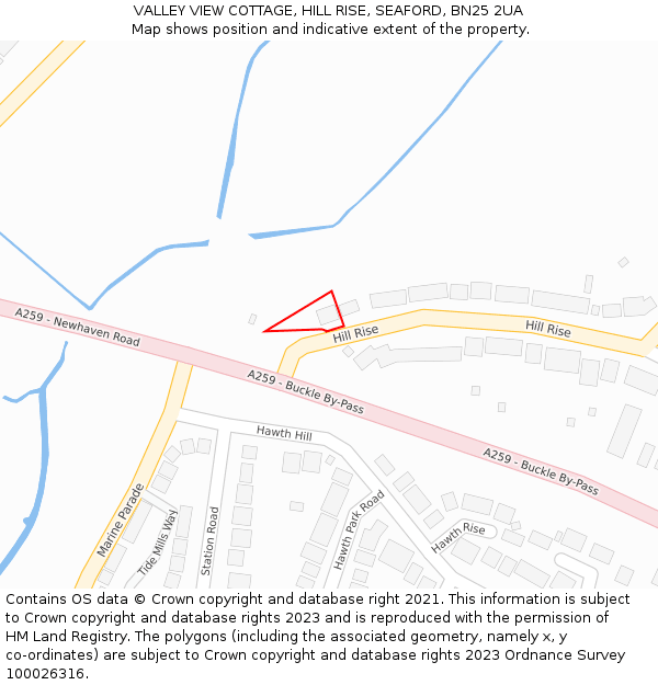 VALLEY VIEW COTTAGE, HILL RISE, SEAFORD, BN25 2UA: Location map and indicative extent of plot