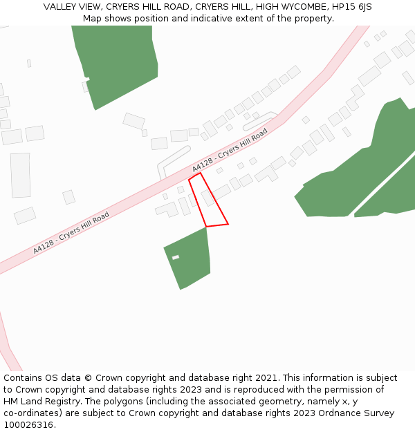 VALLEY VIEW, CRYERS HILL ROAD, CRYERS HILL, HIGH WYCOMBE, HP15 6JS: Location map and indicative extent of plot