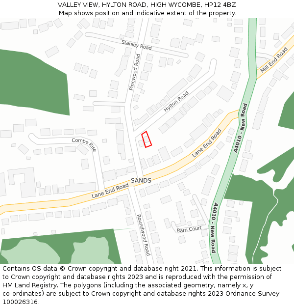 VALLEY VIEW, HYLTON ROAD, HIGH WYCOMBE, HP12 4BZ: Location map and indicative extent of plot