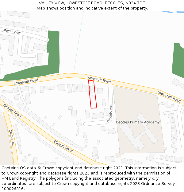 VALLEY VIEW, LOWESTOFT ROAD, BECCLES, NR34 7DE: Location map and indicative extent of plot