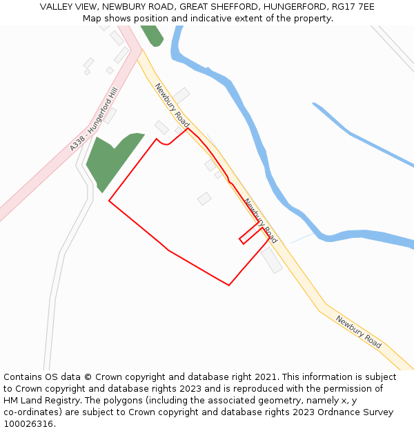 VALLEY VIEW, NEWBURY ROAD, GREAT SHEFFORD, HUNGERFORD, RG17 7EE: Location map and indicative extent of plot