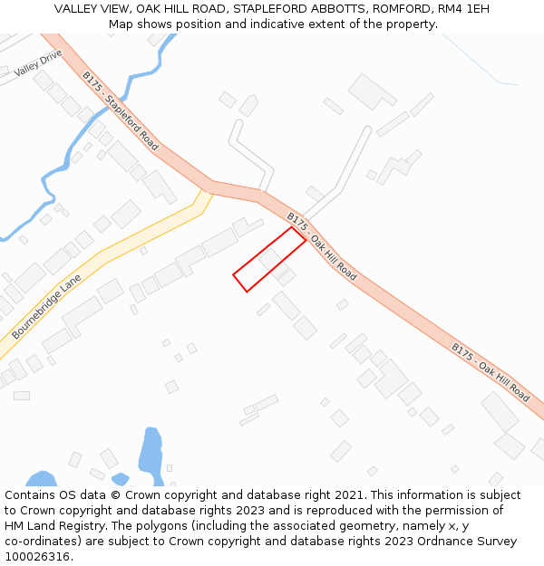 VALLEY VIEW, OAK HILL ROAD, STAPLEFORD ABBOTTS, ROMFORD, RM4 1EH: Location map and indicative extent of plot