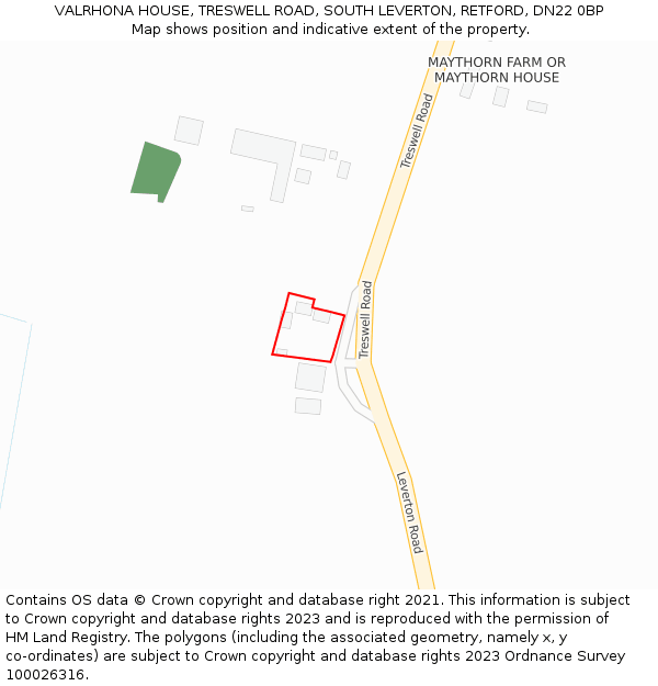 VALRHONA HOUSE, TRESWELL ROAD, SOUTH LEVERTON, RETFORD, DN22 0BP: Location map and indicative extent of plot