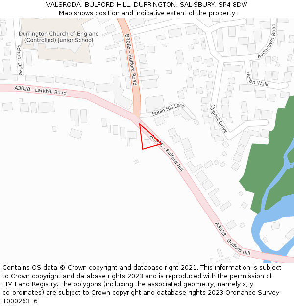 VALSRODA, BULFORD HILL, DURRINGTON, SALISBURY, SP4 8DW: Location map and indicative extent of plot
