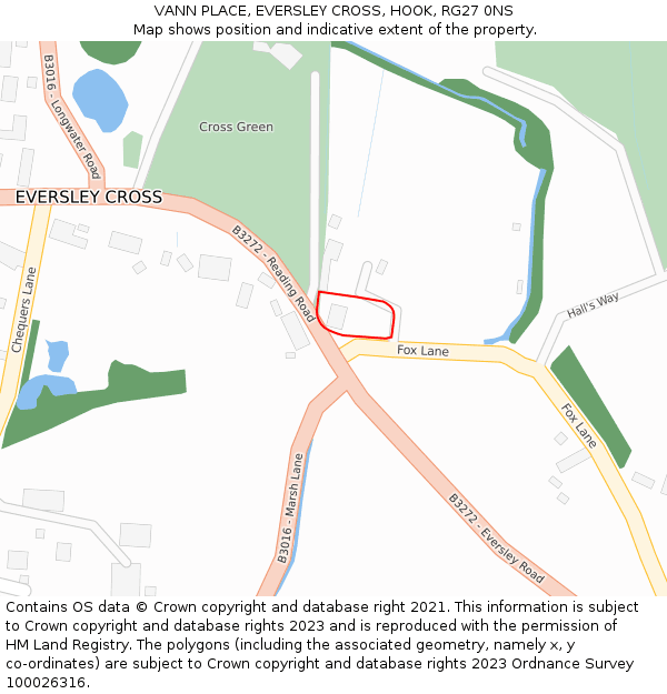 VANN PLACE, EVERSLEY CROSS, HOOK, RG27 0NS: Location map and indicative extent of plot
