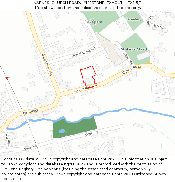 VARNES, CHURCH ROAD, LYMPSTONE, EXMOUTH, EX8 5JT: Location map and indicative extent of plot