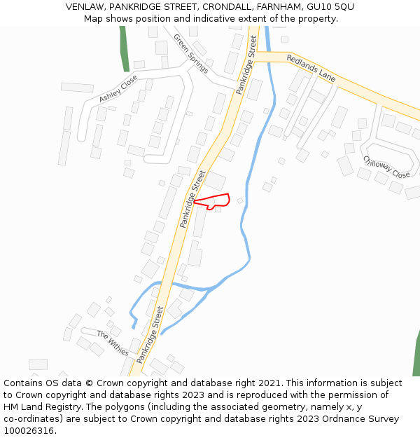 VENLAW, PANKRIDGE STREET, CRONDALL, FARNHAM, GU10 5QU: Location map and indicative extent of plot