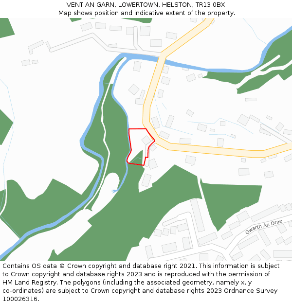 VENT AN GARN, LOWERTOWN, HELSTON, TR13 0BX: Location map and indicative extent of plot