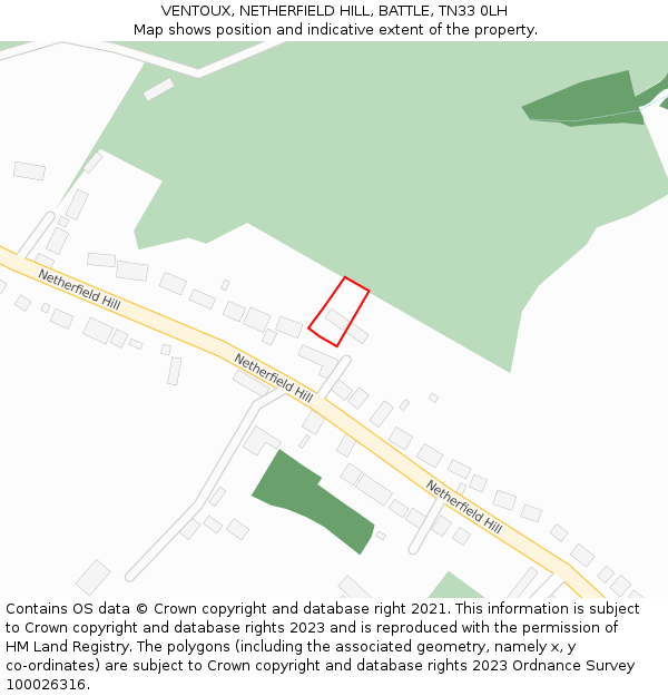 VENTOUX, NETHERFIELD HILL, BATTLE, TN33 0LH: Location map and indicative extent of plot