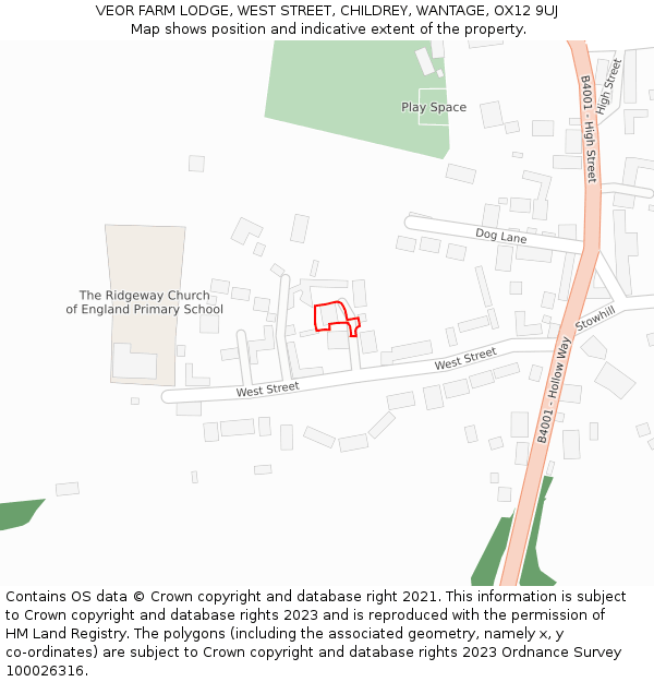 VEOR FARM LODGE, WEST STREET, CHILDREY, WANTAGE, OX12 9UJ: Location map and indicative extent of plot