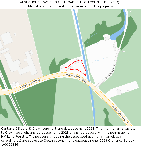 VESEY HOUSE, WYLDE GREEN ROAD, SUTTON COLDFIELD, B76 1QT: Location map and indicative extent of plot