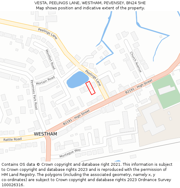 VESTA, PEELINGS LANE, WESTHAM, PEVENSEY, BN24 5HE: Location map and indicative extent of plot