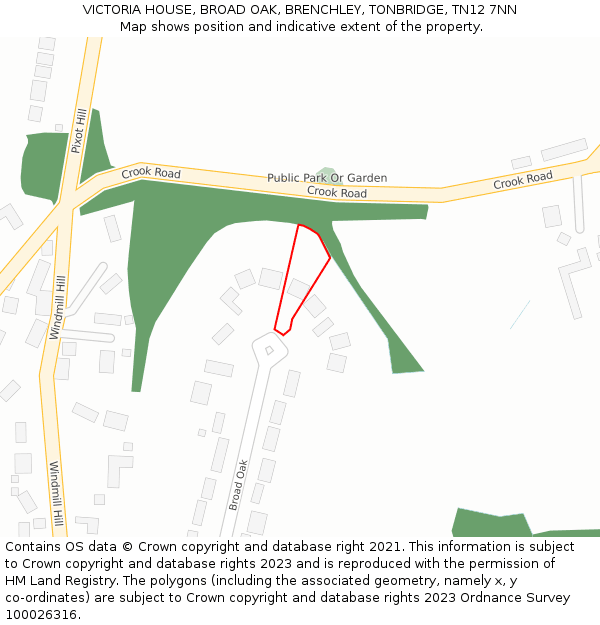 VICTORIA HOUSE, BROAD OAK, BRENCHLEY, TONBRIDGE, TN12 7NN: Location map and indicative extent of plot