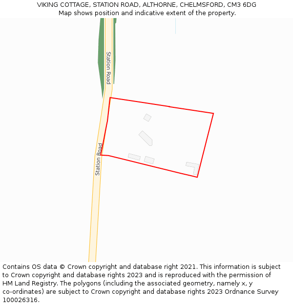 VIKING COTTAGE, STATION ROAD, ALTHORNE, CHELMSFORD, CM3 6DG: Location map and indicative extent of plot