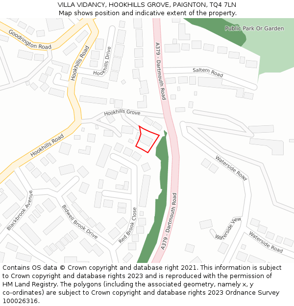 VILLA VIDANCY, HOOKHILLS GROVE, PAIGNTON, TQ4 7LN: Location map and indicative extent of plot