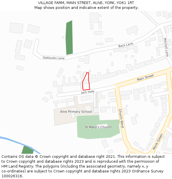 VILLAGE FARM, MAIN STREET, ALNE, YORK, YO61 1RT: Location map and indicative extent of plot