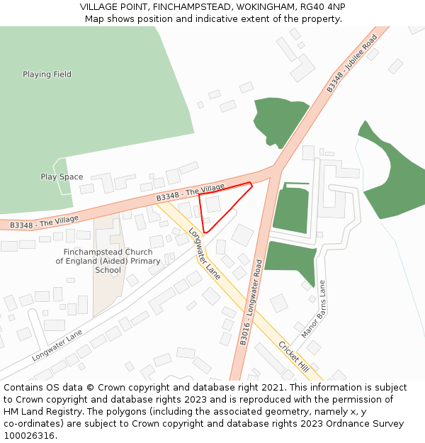VILLAGE POINT, FINCHAMPSTEAD, WOKINGHAM, RG40 4NP: Location map and indicative extent of plot
