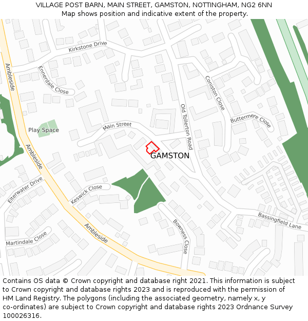 VILLAGE POST BARN, MAIN STREET, GAMSTON, NOTTINGHAM, NG2 6NN: Location map and indicative extent of plot