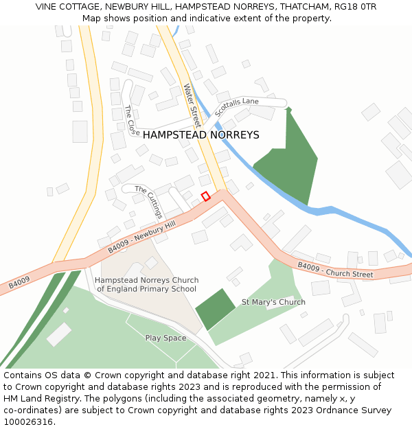 VINE COTTAGE, NEWBURY HILL, HAMPSTEAD NORREYS, THATCHAM, RG18 0TR: Location map and indicative extent of plot