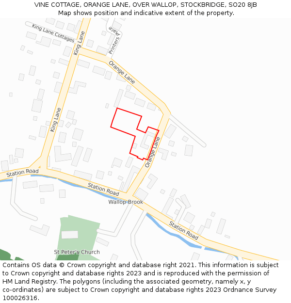 VINE COTTAGE, ORANGE LANE, OVER WALLOP, STOCKBRIDGE, SO20 8JB: Location map and indicative extent of plot