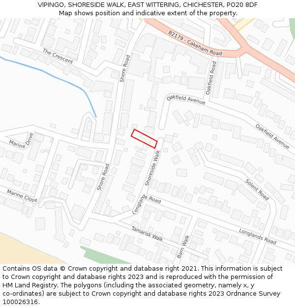 VIPINGO, SHORESIDE WALK, EAST WITTERING, CHICHESTER, PO20 8DF: Location map and indicative extent of plot