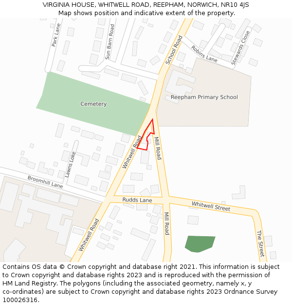 VIRGINIA HOUSE, WHITWELL ROAD, REEPHAM, NORWICH, NR10 4JS: Location map and indicative extent of plot