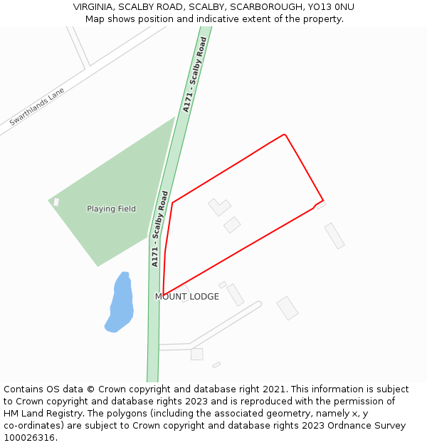 VIRGINIA, SCALBY ROAD, SCALBY, SCARBOROUGH, YO13 0NU: Location map and indicative extent of plot