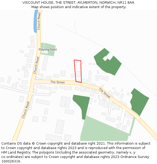 VISCOUNT HOUSE, THE STREET, AYLMERTON, NORWICH, NR11 8AA: Location map and indicative extent of plot