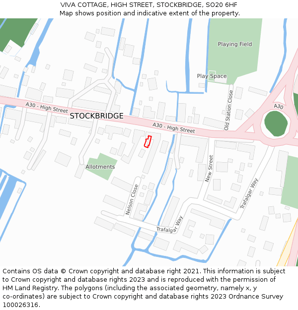 VIVA COTTAGE, HIGH STREET, STOCKBRIDGE, SO20 6HF: Location map and indicative extent of plot