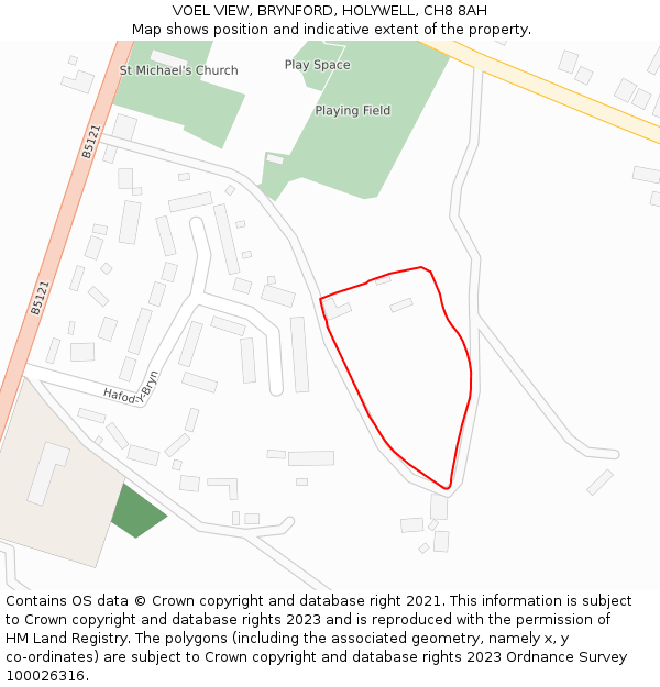 VOEL VIEW, BRYNFORD, HOLYWELL, CH8 8AH: Location map and indicative extent of plot