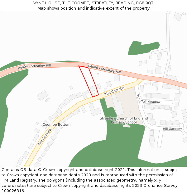 VYNE HOUSE, THE COOMBE, STREATLEY, READING, RG8 9QT: Location map and indicative extent of plot