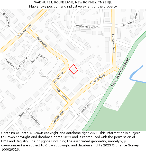 WADHURST, ROLFE LANE, NEW ROMNEY, TN28 8JL: Location map and indicative extent of plot