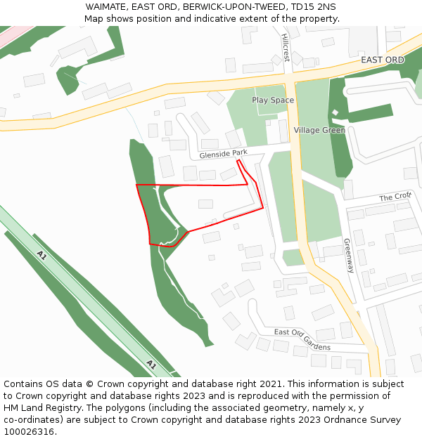 WAIMATE, EAST ORD, BERWICK-UPON-TWEED, TD15 2NS: Location map and indicative extent of plot