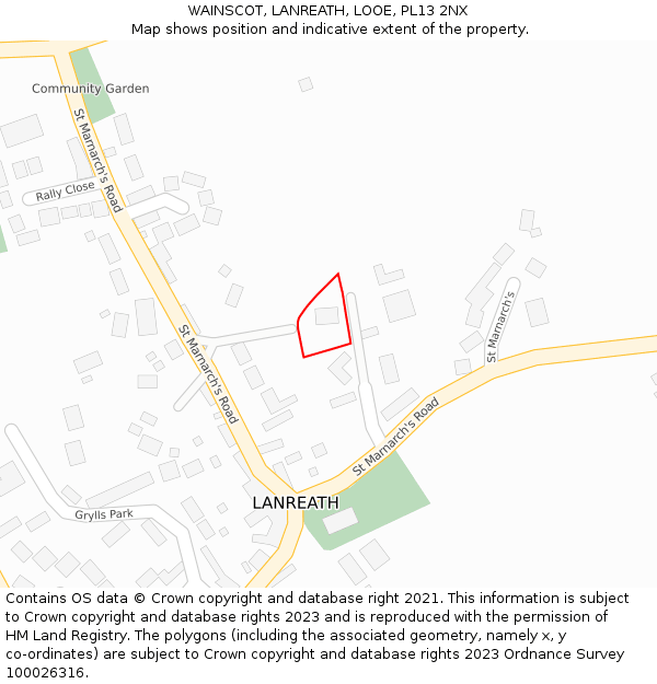 WAINSCOT, LANREATH, LOOE, PL13 2NX: Location map and indicative extent of plot