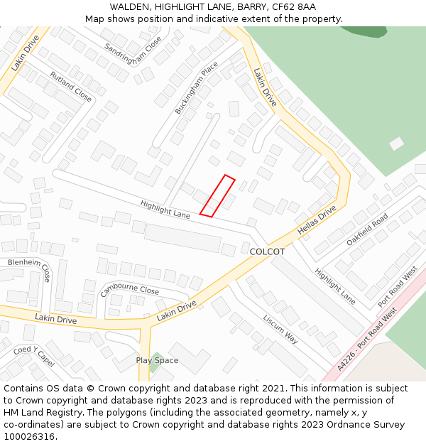 WALDEN, HIGHLIGHT LANE, BARRY, CF62 8AA: Location map and indicative extent of plot