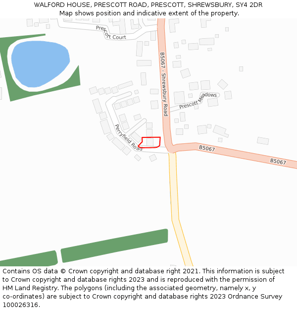 WALFORD HOUSE, PRESCOTT ROAD, PRESCOTT, SHREWSBURY, SY4 2DR: Location map and indicative extent of plot