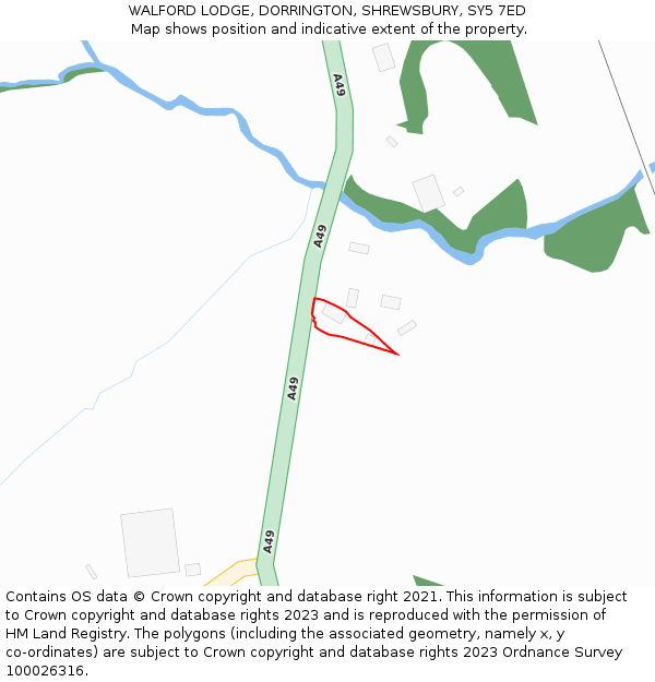 WALFORD LODGE, DORRINGTON, SHREWSBURY, SY5 7ED: Location map and indicative extent of plot