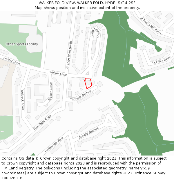 WALKER FOLD VIEW, WALKER FOLD, HYDE, SK14 2SF: Location map and indicative extent of plot