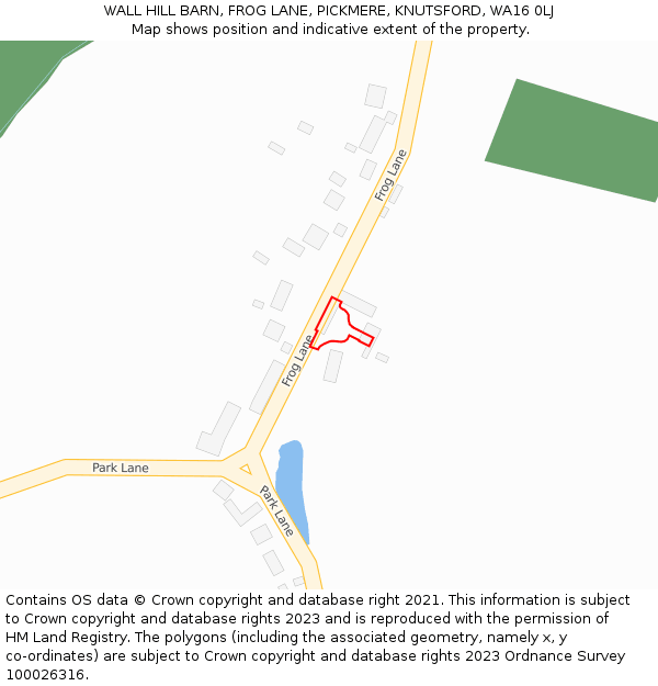 WALL HILL BARN, FROG LANE, PICKMERE, KNUTSFORD, WA16 0LJ: Location map and indicative extent of plot