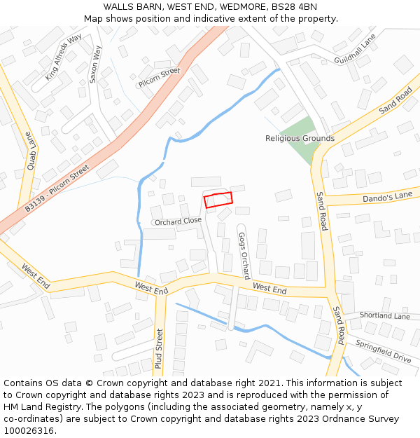 WALLS BARN, WEST END, WEDMORE, BS28 4BN: Location map and indicative extent of plot