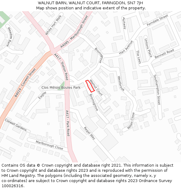 WALNUT BARN, WALNUT COURT, FARINGDON, SN7 7JH: Location map and indicative extent of plot