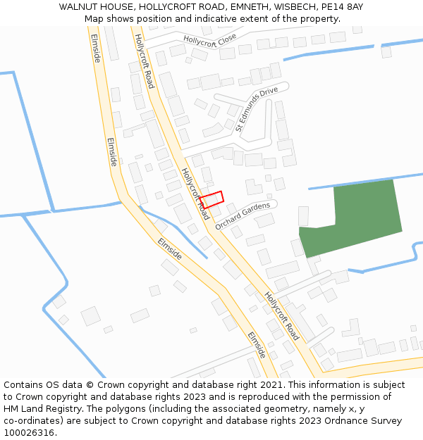 WALNUT HOUSE, HOLLYCROFT ROAD, EMNETH, WISBECH, PE14 8AY: Location map and indicative extent of plot