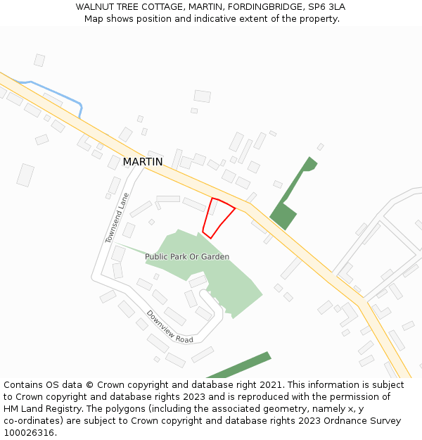 WALNUT TREE COTTAGE, MARTIN, FORDINGBRIDGE, SP6 3LA: Location map and indicative extent of plot