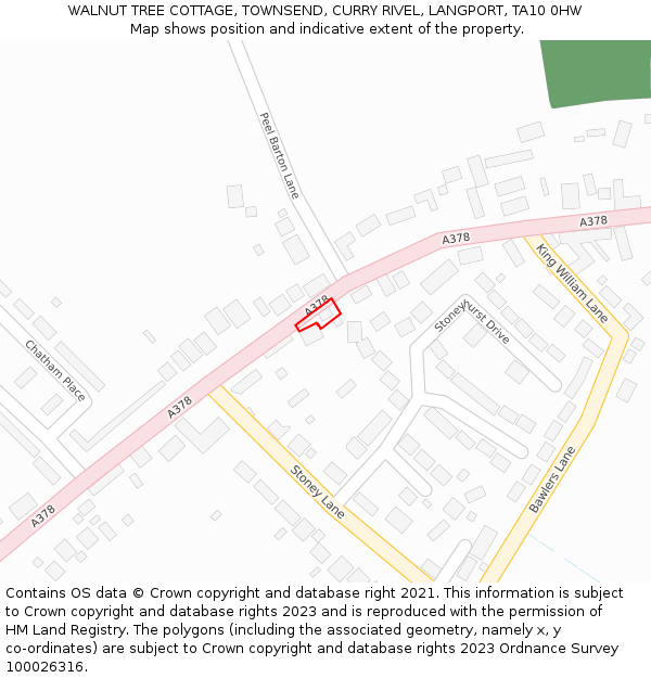 WALNUT TREE COTTAGE, TOWNSEND, CURRY RIVEL, LANGPORT, TA10 0HW: Location map and indicative extent of plot