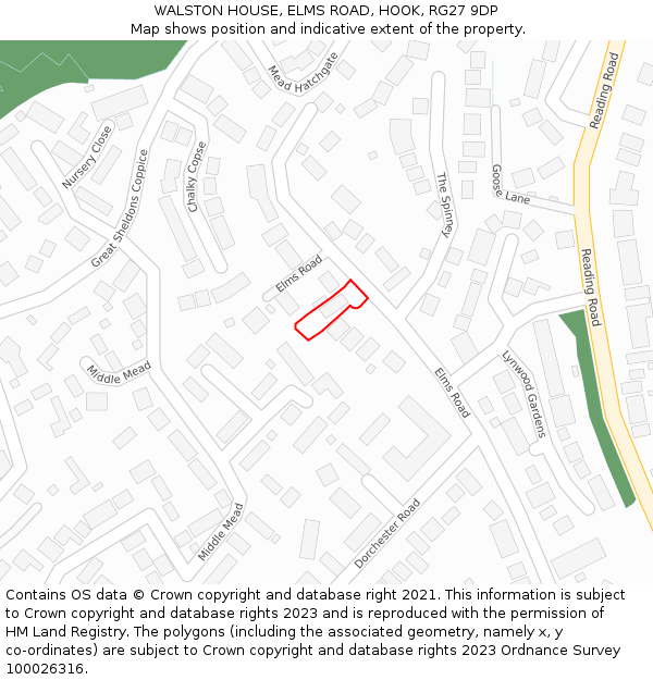 WALSTON HOUSE, ELMS ROAD, HOOK, RG27 9DP: Location map and indicative extent of plot