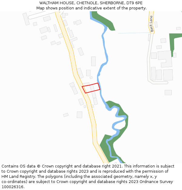 WALTHAM HOUSE, CHETNOLE, SHERBORNE, DT9 6PE: Location map and indicative extent of plot
