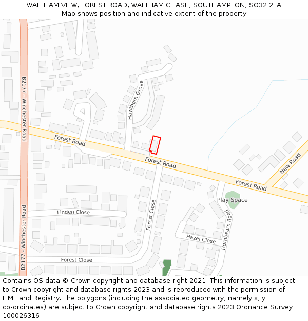 WALTHAM VIEW, FOREST ROAD, WALTHAM CHASE, SOUTHAMPTON, SO32 2LA: Location map and indicative extent of plot