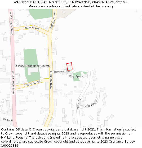 WARDENS BARN, WATLING STREET, LEINTWARDINE, CRAVEN ARMS, SY7 0LL: Location map and indicative extent of plot