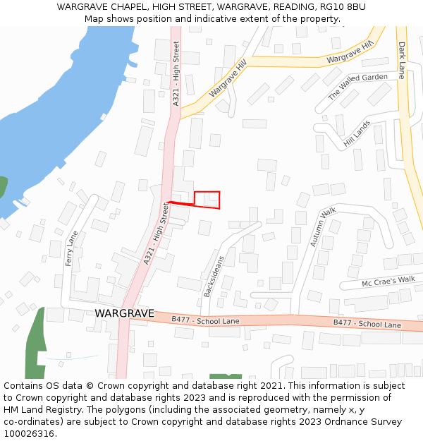 WARGRAVE CHAPEL, HIGH STREET, WARGRAVE, READING, RG10 8BU: Location map and indicative extent of plot