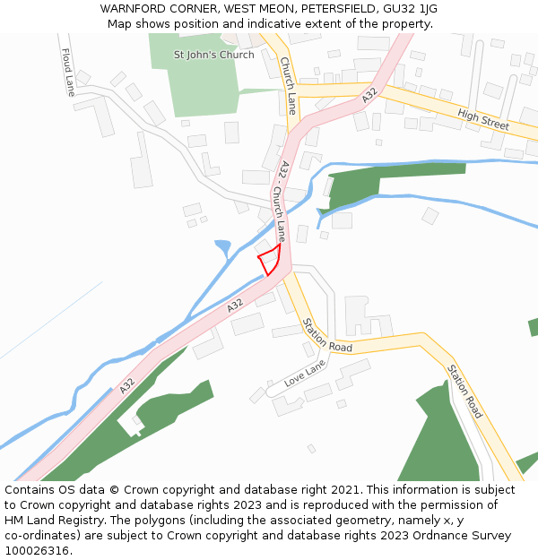 WARNFORD CORNER, WEST MEON, PETERSFIELD, GU32 1JG: Location map and indicative extent of plot